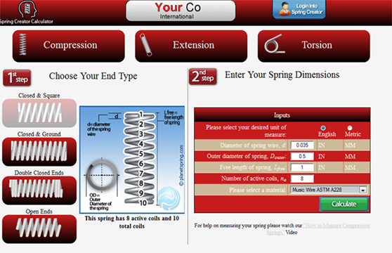 spring creator customize your calculator